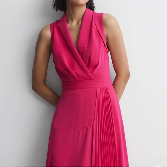 NWT Reiss Fuchsia Midi Dress Sz 2 - Picture 4 of 6
